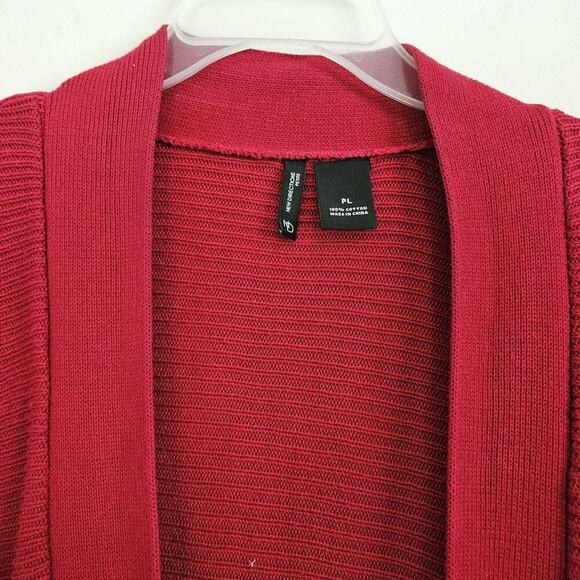 ND New Direction Red Tunic Open Front Sweater Size PL Petite Pleated Buttons - Picture 7 of 9